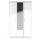 Porto Ready Assembled Wardrobe with Triple Mirror  - White Matt