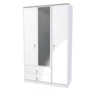 Porto Ready Assembled Wardrobe with Triple Mirror  - White Matt