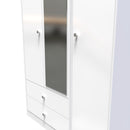 Porto Ready Assembled Wardrobe with Triple Mirror  - White Matt