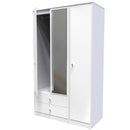 Porto Ready Assembled Wardrobe with Triple Mirror  - White Matt