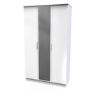 Paris Ready Assembled Wardrobe with Triple Mirror  -  White