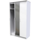Paris Ready Assembled Wardrobe with Triple Mirror  -  White