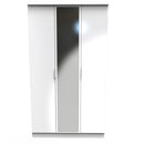 Paris Ready Assembled Wardrobe with Triple Mirror  -  White