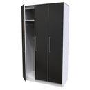 Wellington Ready Assembled Wardrobe with Triple Mirror  - Black Matt & White