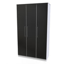 Wellington Ready Assembled Wardrobe with Triple Mirror  - Black Matt & White
