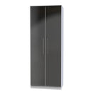 Wellington Ready Assembled Wardrobe with 2 Doors  - Black Matt & White