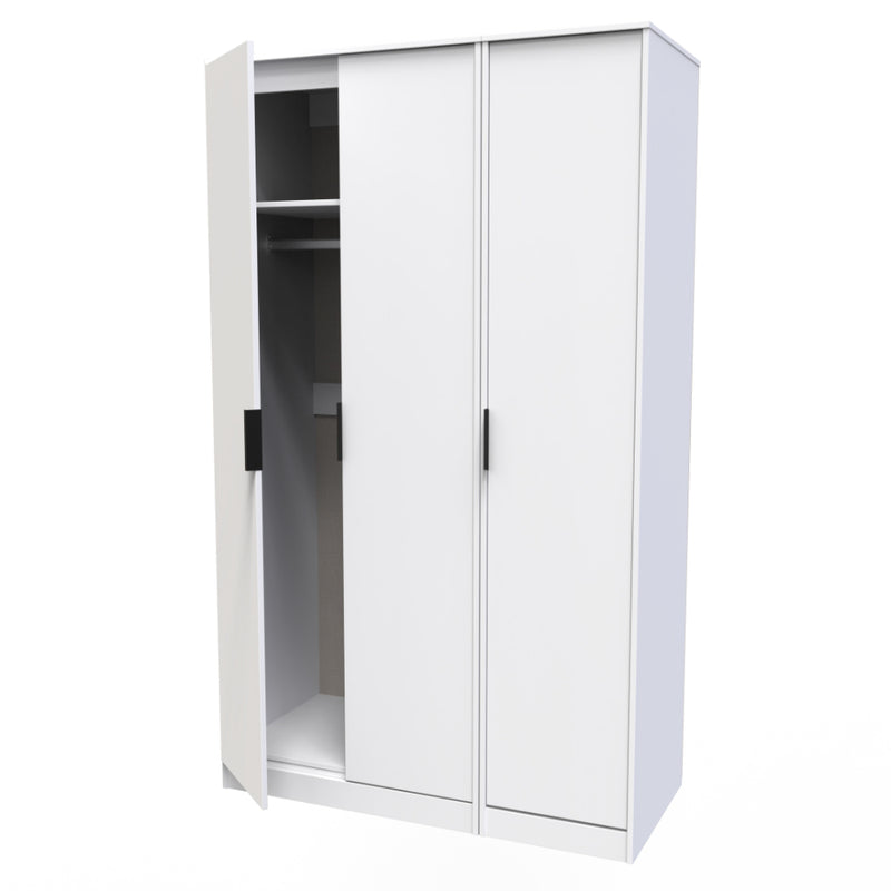 Helsinki Ready Assembled Wardrobe with 3 Doors  - White Matt
