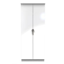 Cairo Ready Assembled Wardrobe with 2 Doors  - White Gloss & White