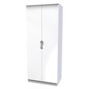 Cairo Ready Assembled Wardrobe with 2 Doors  - White Gloss & White