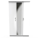 Cairo Ready Assembled Wardrobe with Triple Mirror  - White Gloss & White