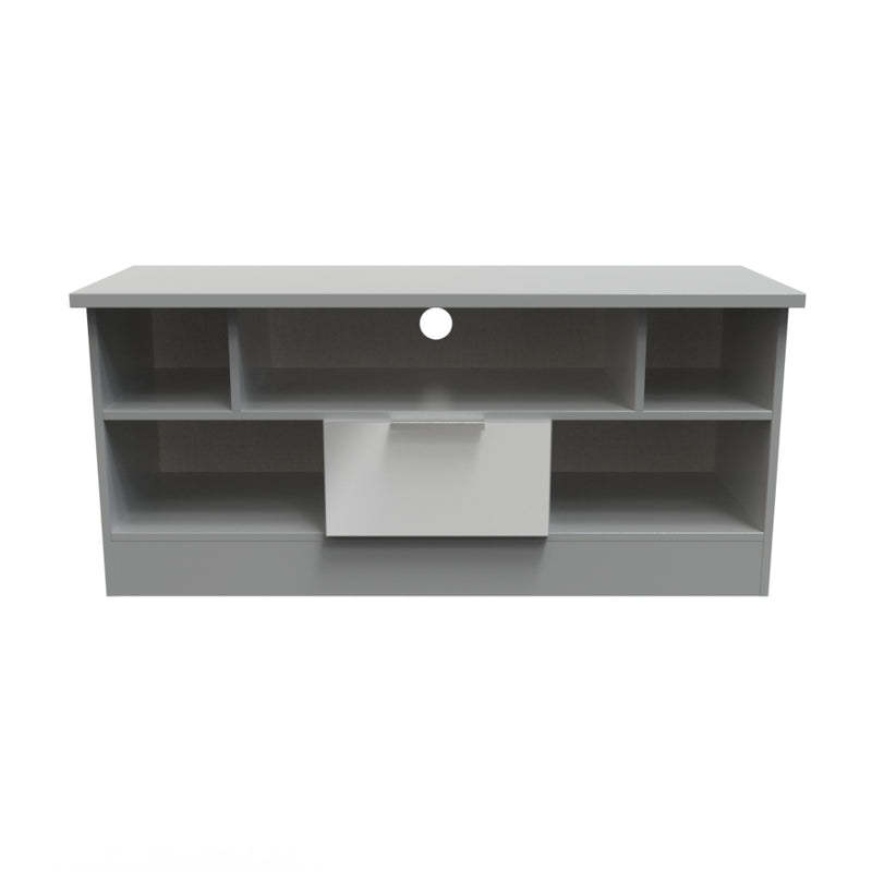 Paris Ready Assembled TV Unit with 1 Drawer  - Uniform Gloss & Dusk Grey