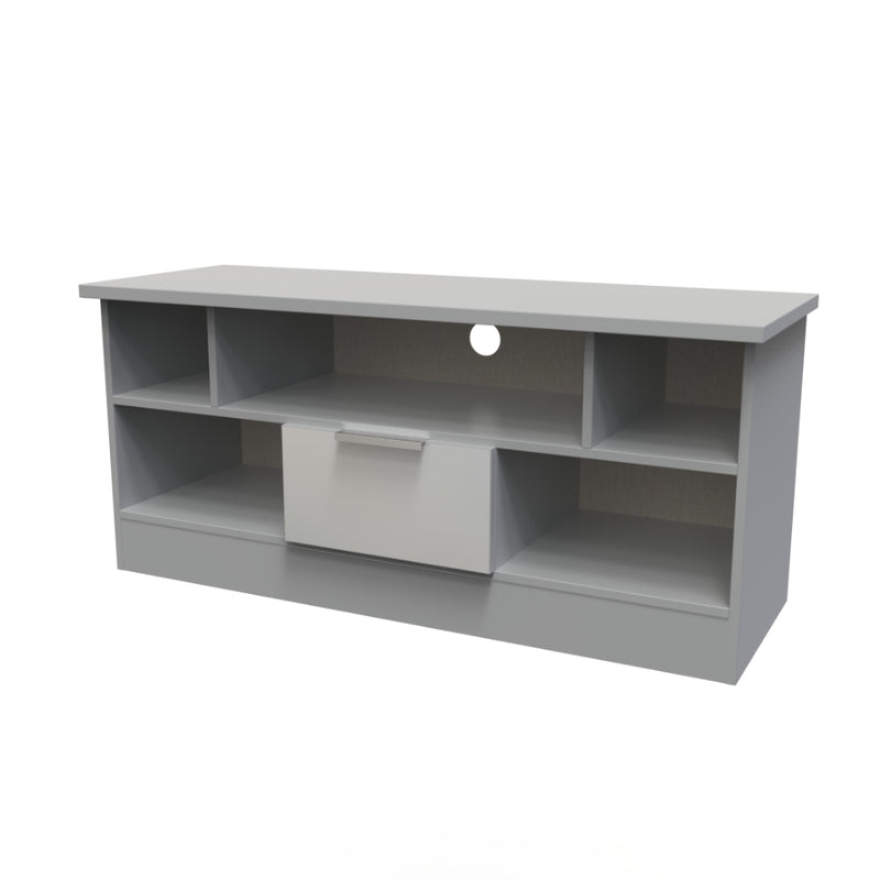 Paris Ready Assembled TV Unit with 1 Drawer  - Uniform Gloss & Dusk Grey