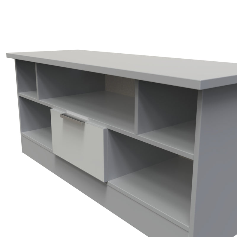 Paris Ready Assembled TV Unit with 1 Drawer  - Uniform Gloss & Dusk Grey