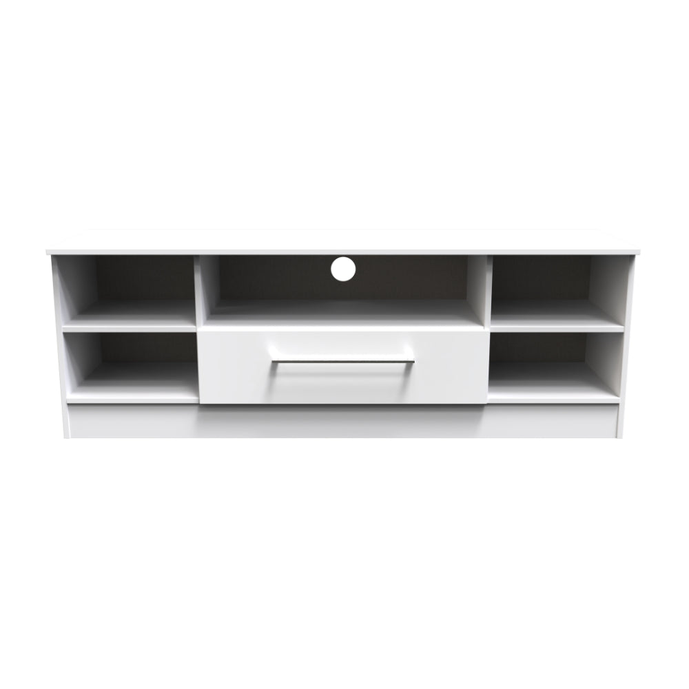 Wellington Ready Assembled TV Unit with 1 Drawer Wide White Gloss