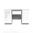 Wellington Ready Assembled Double Pedestal Desk with 6 Drawers  - White Matt & White