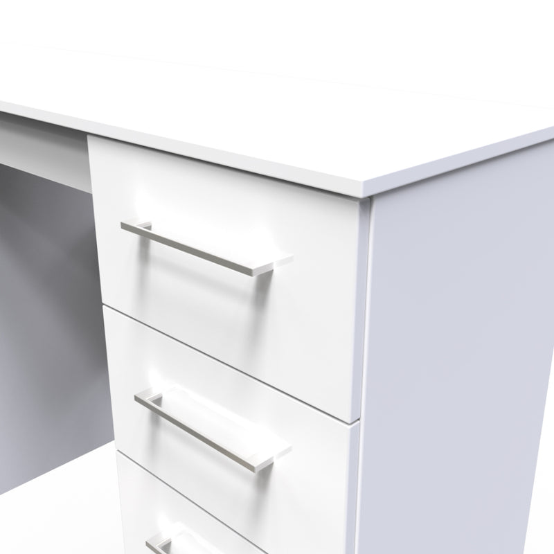 Wellington Ready Assembled Double Pedestal Desk with 6 Drawers  - White Gloss & White