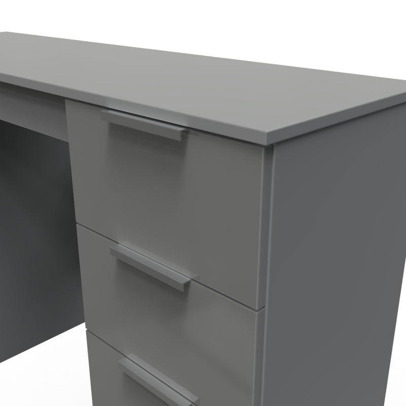 Paris Ready Assembled Double Pedestal Desk with 6 Drawers  - Uniform Gloss & Dusk Grey