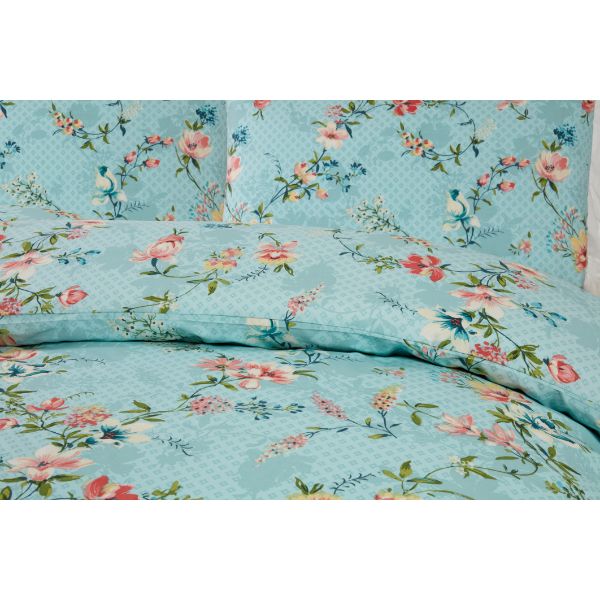 Lewis's Botanical Duvet Set - Duck Egg