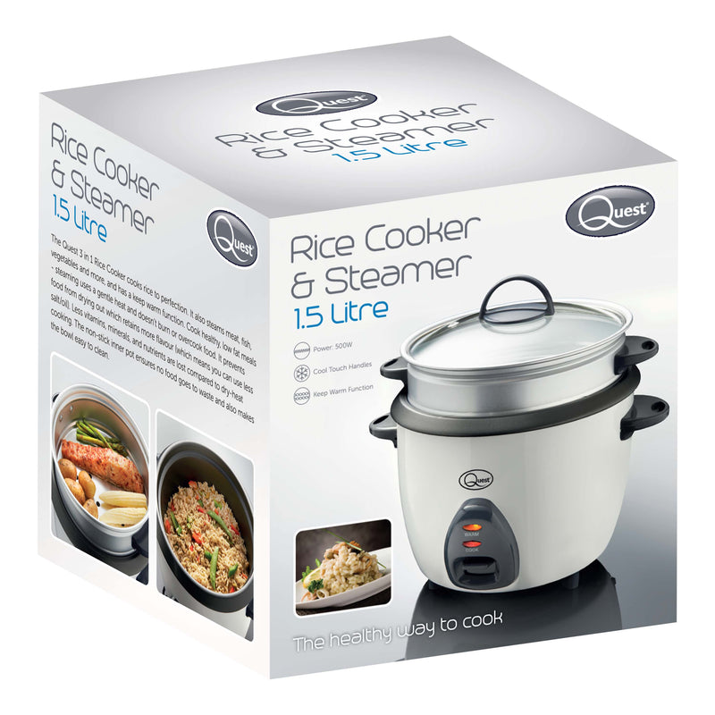 Quest Rice Cooker & Steamer 1.5L - Silver