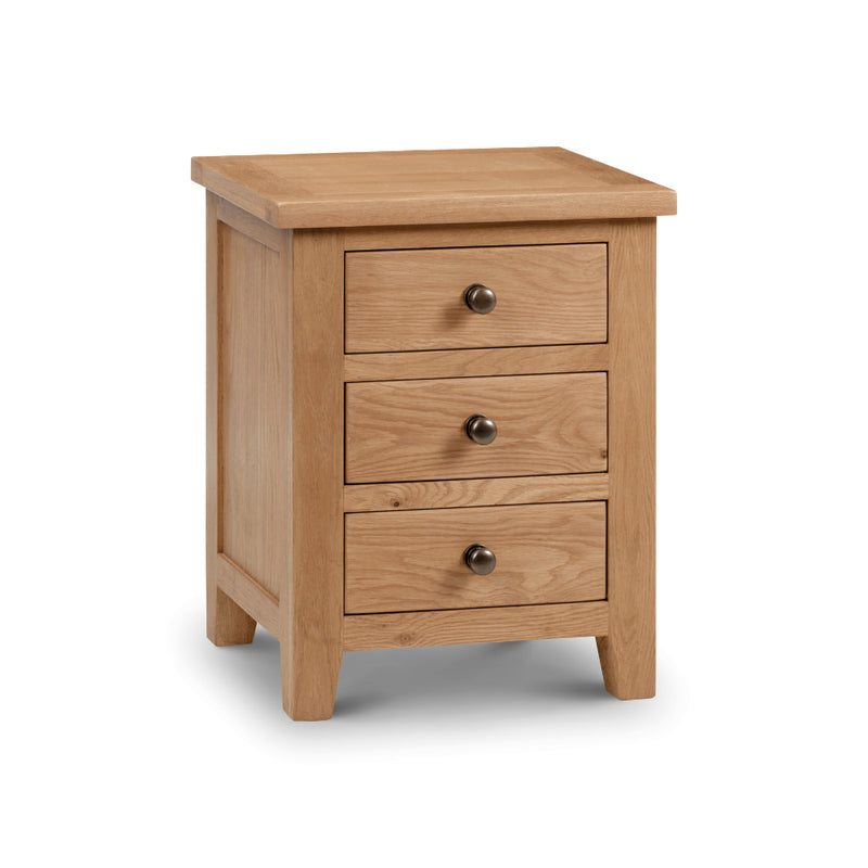 Marlborough Bedside Table With 3 Drawers - Oak