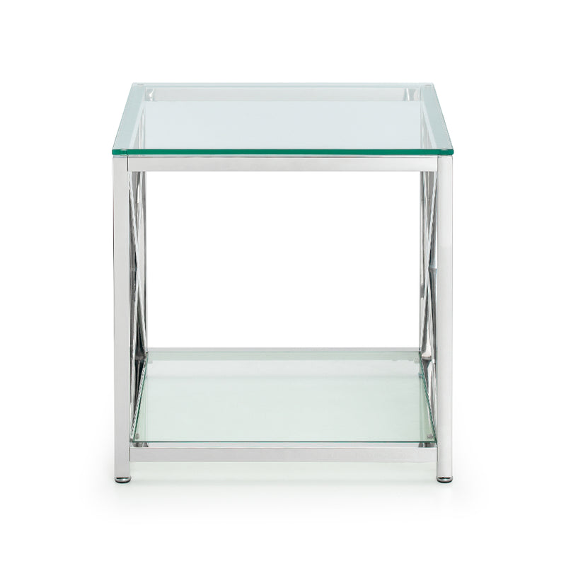 Miami Lamp Table 55x55x55cm - Glass & Silver