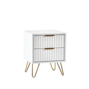 Murano Bedside Table With 2 Drawers - Matt White