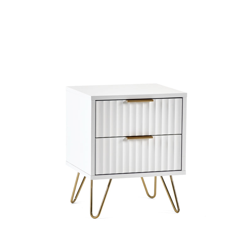 Murano Bedside Table with 2 Drawers - Matt White