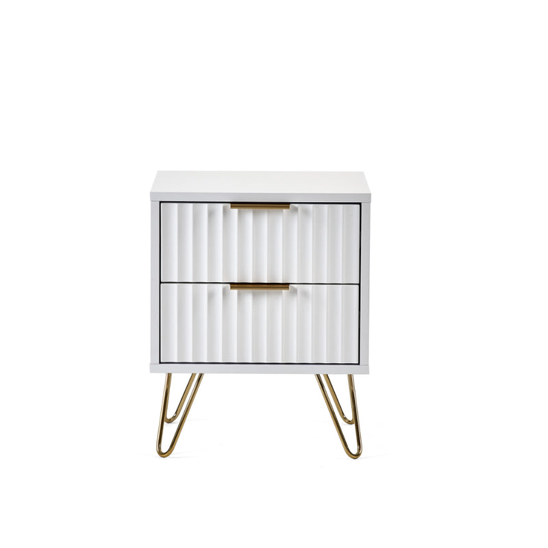 Murano Bedside Table with 2 Drawers - Matt White