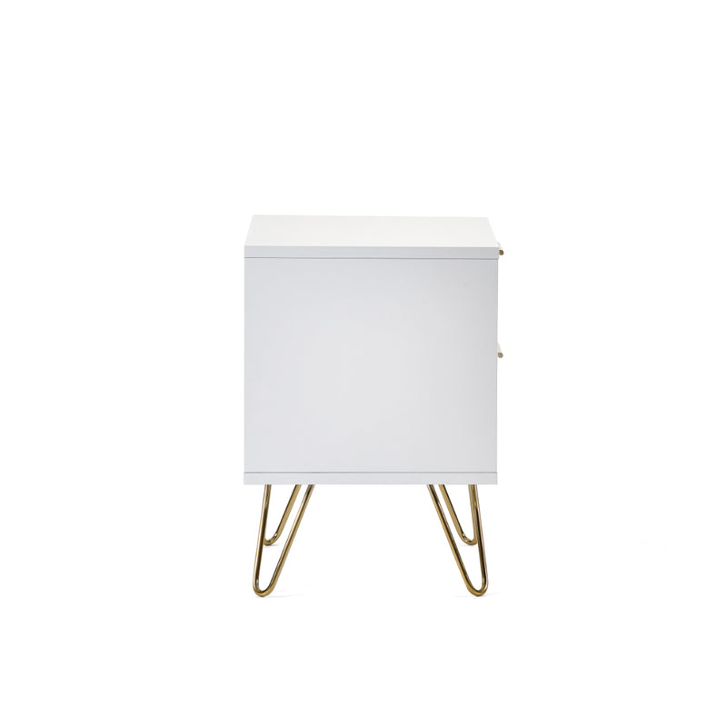 Murano Bedside Table with 2 Drawers - Matt White