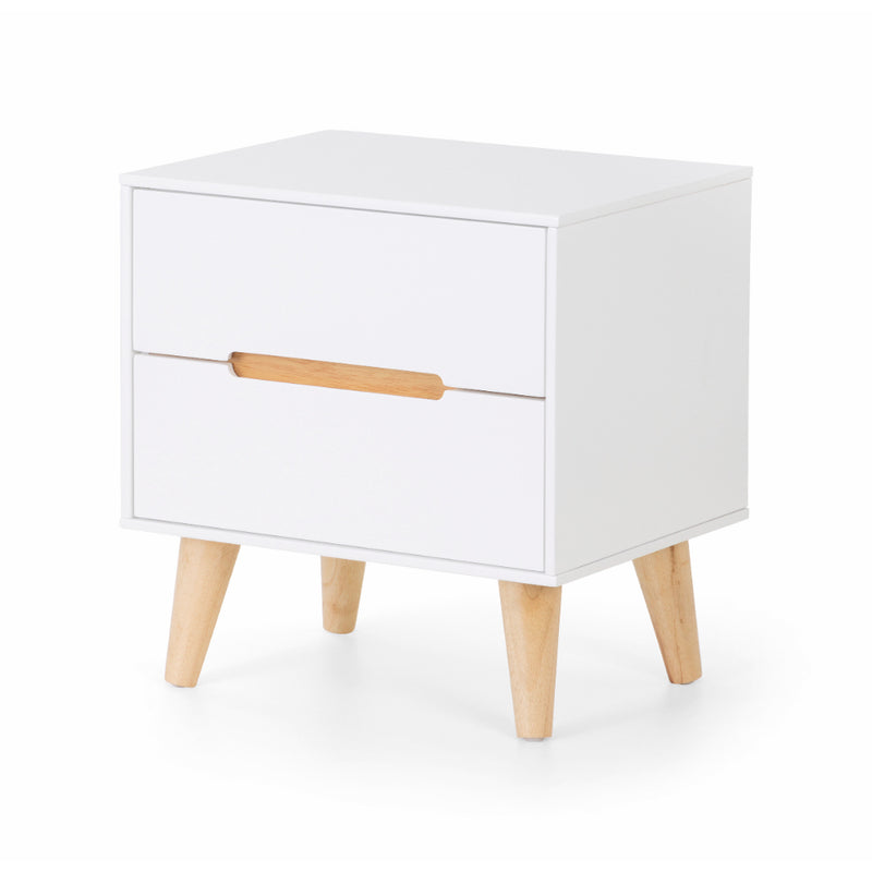 Alicia Beside Table with 2 Drawers 45cm - White