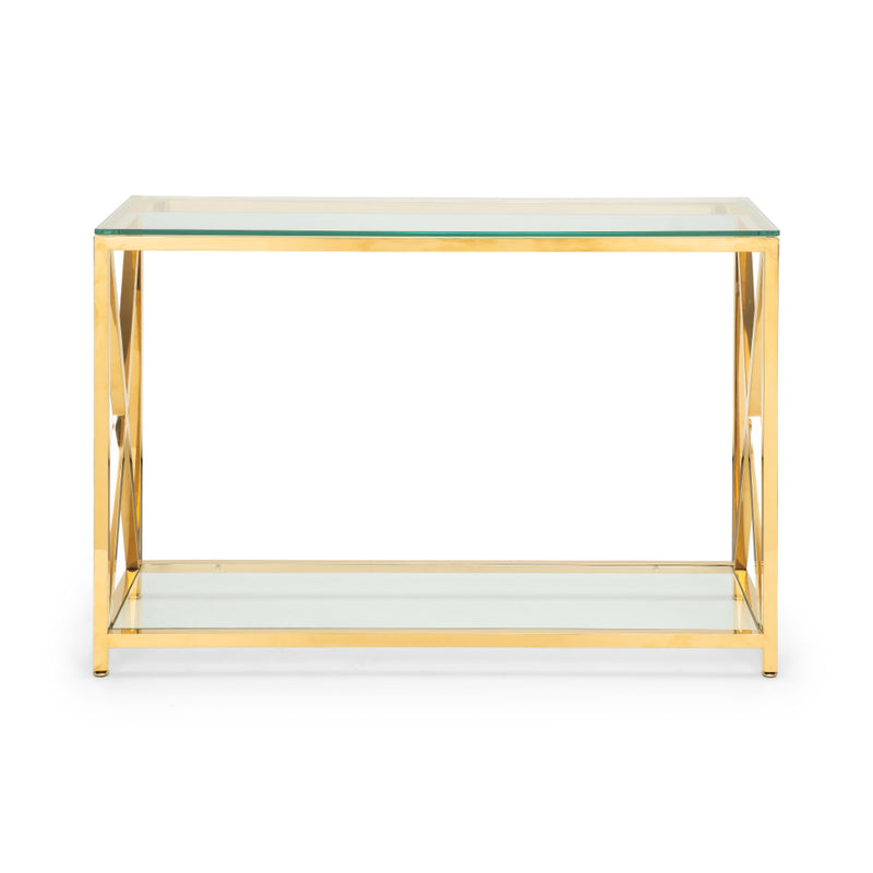 Miami Console Table 1.2m - Glass & Gold