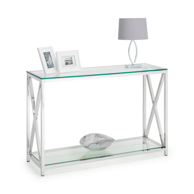 Miami Console Table 120x40cm - Glass & Silver