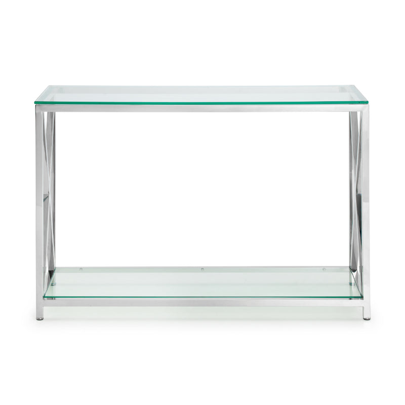 Miami Console Table 120x40cm - Glass & Silver