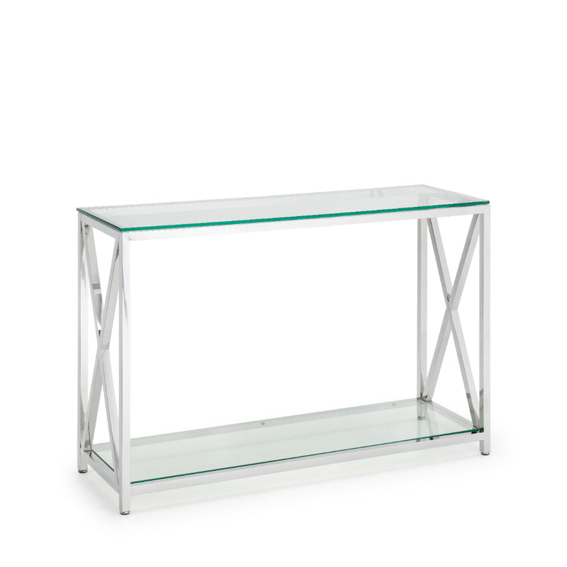 Miami Console Table 120x40cm - Glass & Silver