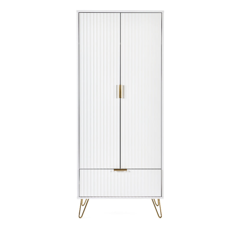 Murano Wardrobe with 2 Doors & 1 Drawers - Matt White