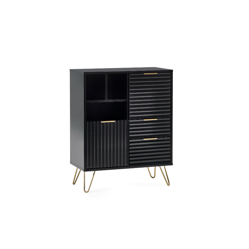 Murano Sideboard 1m with 2 Doors & 2 Drawers - Matt Black