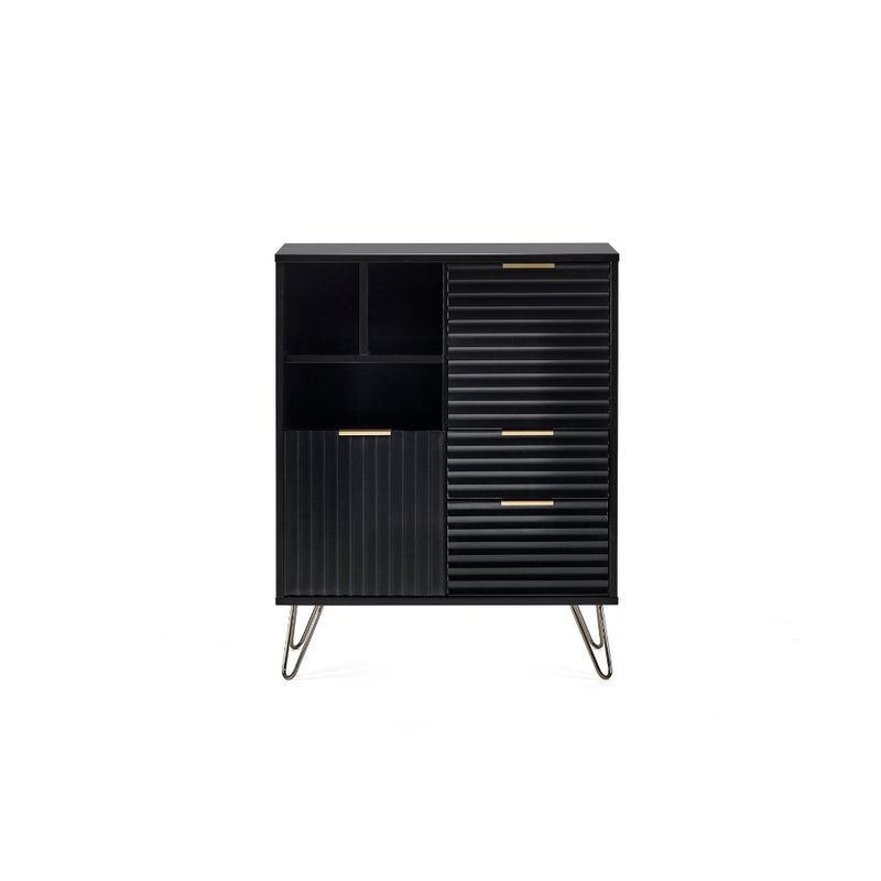 Murano Sideboard 1m with 2 Doors & 2 Drawers - Matt Black