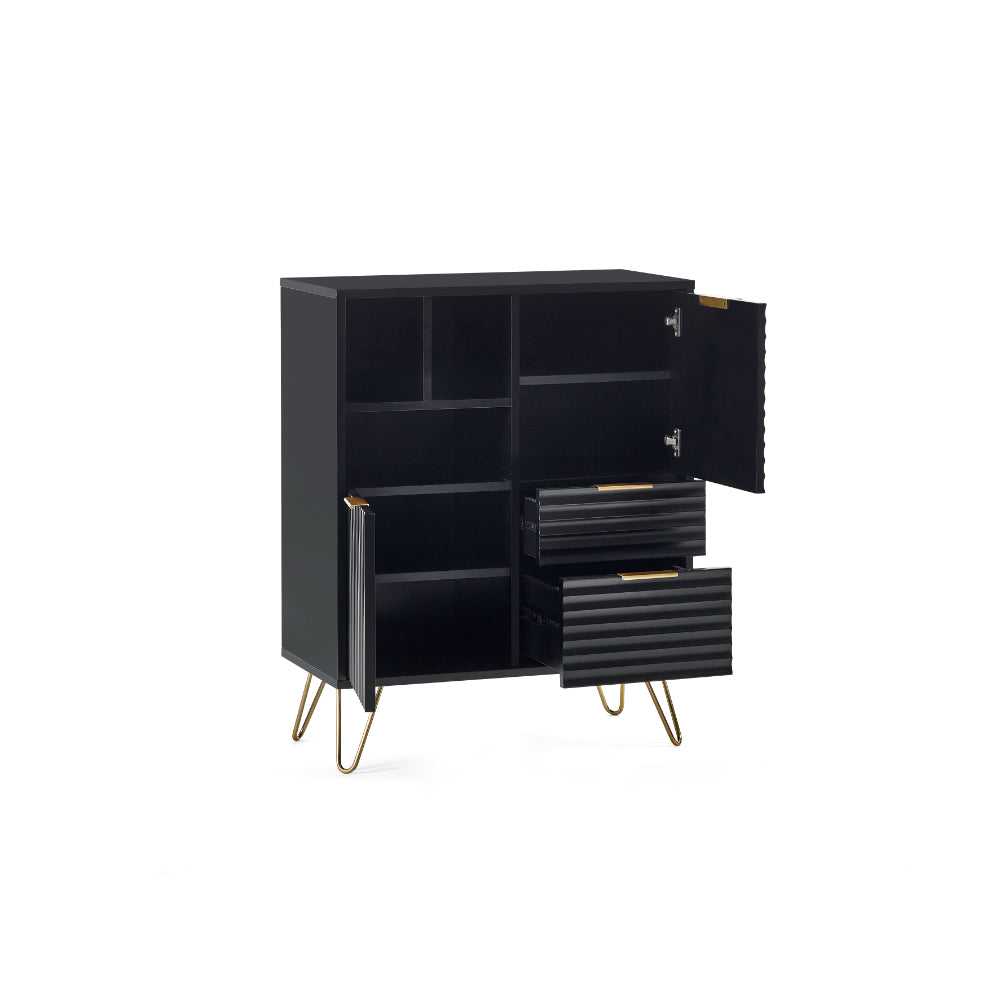 Murano Sideboard 1m with 2 Doors 2 Drawers Matt Black