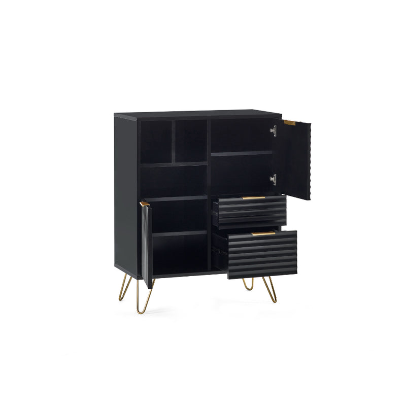 Murano Sideboard 1m with 2 Doors 2 Drawers Matt Black
