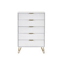 Murano Chest Of Drawers With 5 Drawers 1.2m - Matt White
