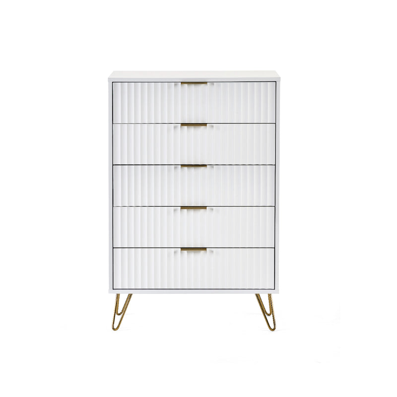 Murano Chest of Drawers with 5 Drawers 1.2m - Matt White