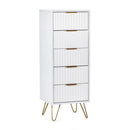 Murano Chest Of Drawers With 5 Drawers Tallboy 1.2m - Matt White