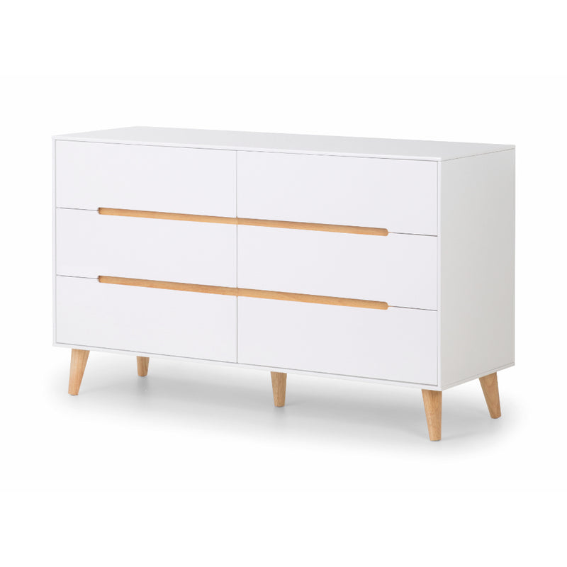 Alicia Chest of Drawers with 6 Drawers 1.3m - White