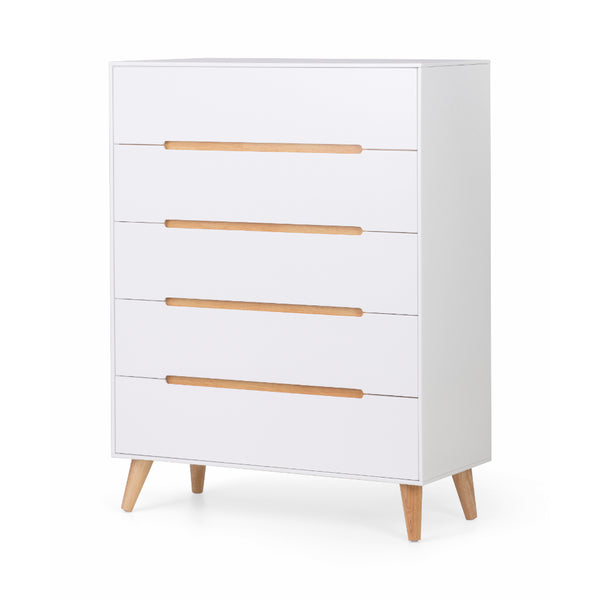 Livia Chest Of Drawers With 5 Drawers 90cm - White