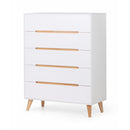 Alicia Chest Of Drawers With 5 Drawers 90cm - White