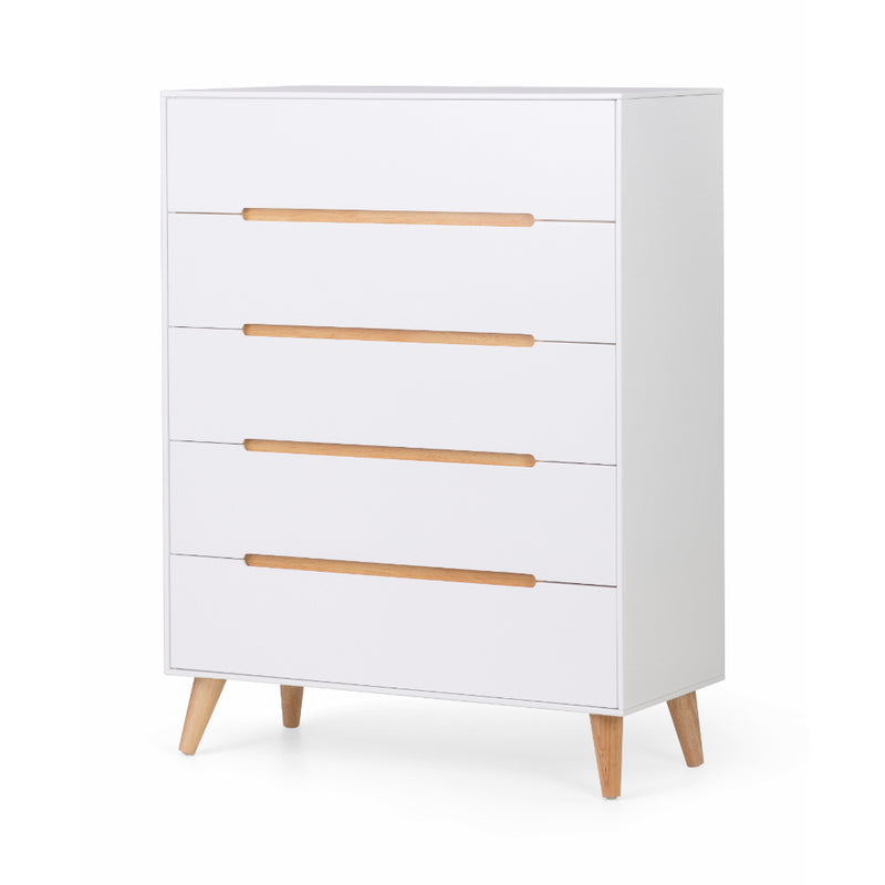 Alicia Chest of Drawers with 5 Drawers 90cm - White