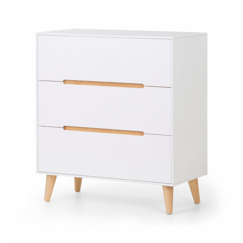 Alicia Chest of Drawers with 3 Drawers 80cm - White