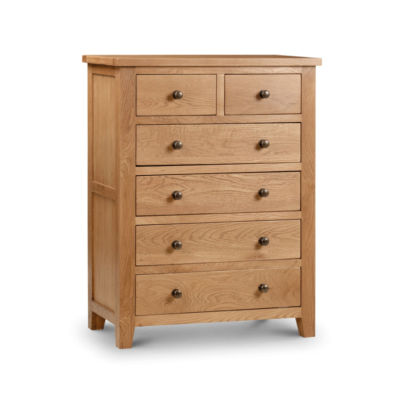 Marlborough Chest of Drawers with 4+2 Drawers 108x83cm - Oak