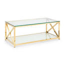 Miami Coffee Table 1.2m - Glass & Gold