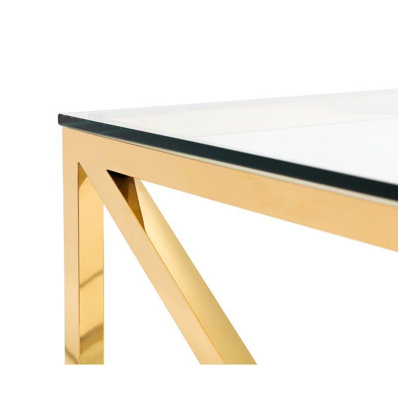 Miami Coffee Table 1.2m - Glass & Gold